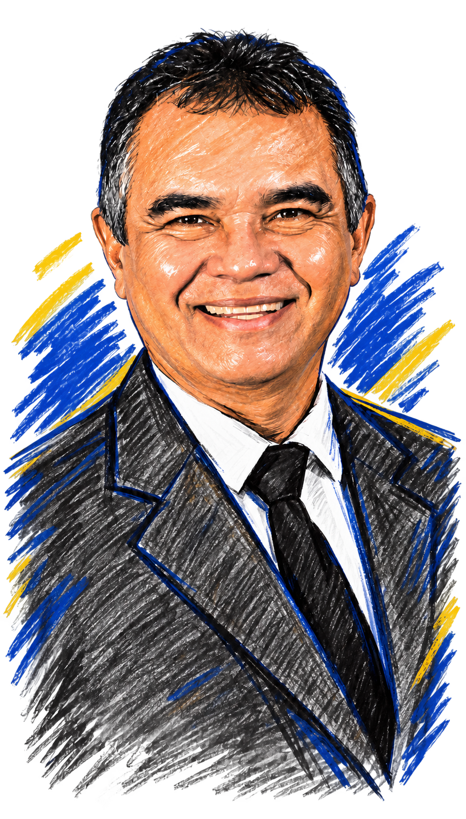 Illustrated portrait of Anibal Lins in thick scribble style